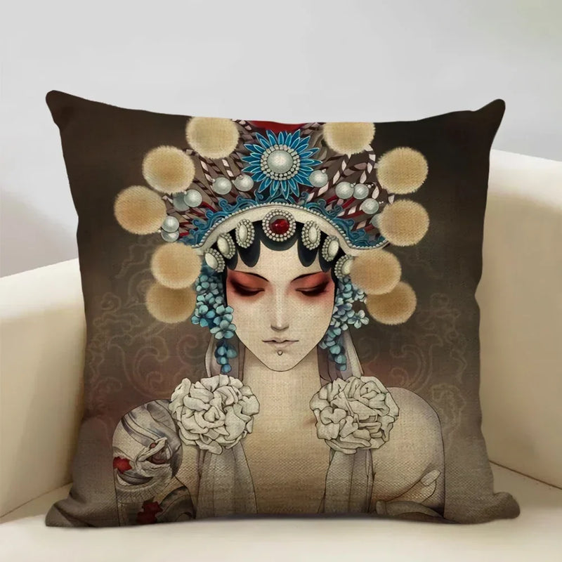 Axyaa Classic Japanese Lady Cushion Cover 45x45cm Home Decor Pillowcase