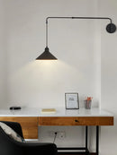 Axyaa Black Swing Arm LED Wall Light - Adjustable Long Pole for Home Decor