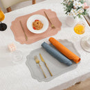 Axyaa Faux Leather Placemats Set - 6PCS Black Table Pad Kitchen Dining Mat