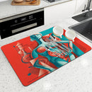 Axyaa Artistic Dry Coffee Absorbent Dish Mat - Table Cup Drying Mats