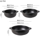 Axyaa Stone Patterned Ceramic Double Ear Soup Bowl - Large Capacity Noodle & Salad Bowl