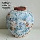 Axyaa Retro Ceramic Vase, Handcrafted Chaji Style Flower Arrangement & Earthenware Jar