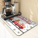 Christmas Gingerbread Snowflake Drying Mat by Axyaa: Non-Slip Absorbent Kitchen Placemat