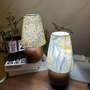 Italian Designer Floral Table Lamp | Nordic Style | Wood Texture Ceramic Base | Bedroom Night Light