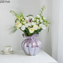 Axyaa Glass Vase: Pumpkin Flower Bud Shape Plant Pots for Table Decor