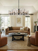 Axyaa Crystal Brass Chandelier with E14 LED Dimming for Living Room