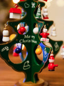 Axyaa Wooden Green Christmas Tree Ornament Decoration Festive Holiday Table Centerpiece