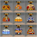 Axyaa European Floral Rose Mosaic Ceiling Light - Antique 8" Flush Mount for Dining Room/Library
