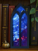 Axyaa Gothic Arch Bookend Night Sky & Castle Design for Home Library Decor