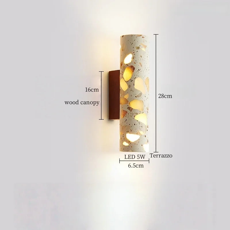 Axyaa Wabi Sabi Terrazzo LED Wall Lamp Pull Chain Switch Stair Light