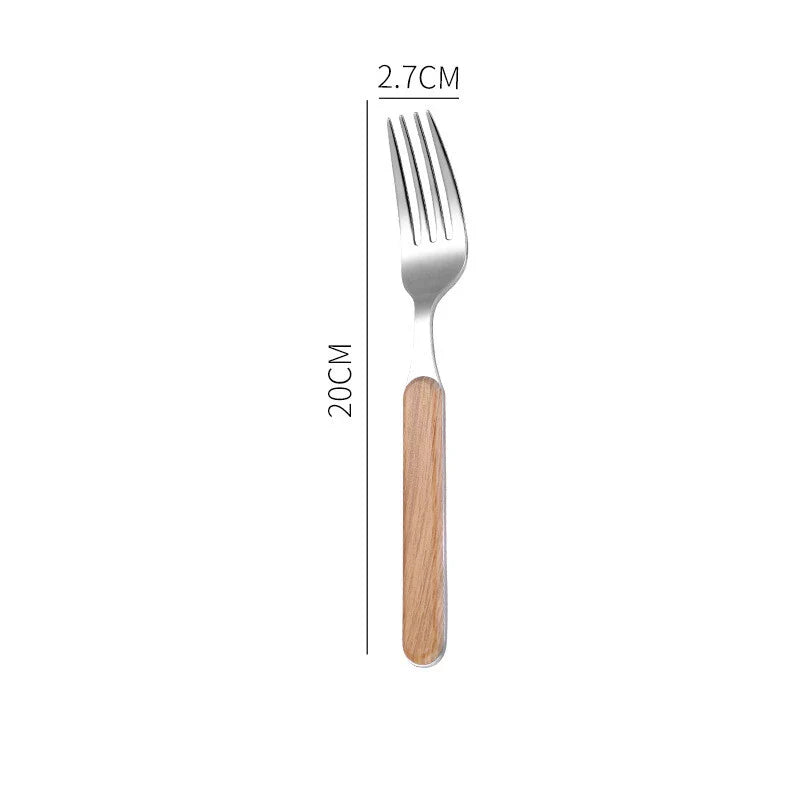 Axyaa Stainless Steel Cutlery Set with Wooden Handle - Western Dinnerware Gift