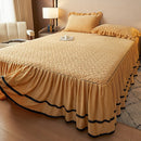 Axyaa European Winter Padded Milk Fleece Bed Skirt - Single Piece Coral Fleece Mattress Cover
