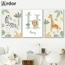 Axyaa Jungle Animals Nursery Canvas Wall Art | Baby Bedroom Decor Lion Zebra Elephant