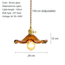 Nordic Lotus Leaf Pendant Light, Axyaa Glass Lamp for Bedroom, Dining, Kitchen - Green/Brown