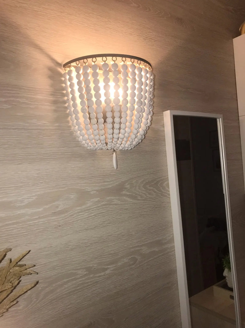 Axyaa Nordic Retro Wooden Bead Wall Lamp for Home Lighting