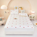 Axyaa Embroidered Padded Fitted Sheet, Washed Cotton, Single Piece, Non-Slip, All-Inclusive