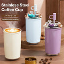 Axyaa Stainless Steel Insulated Coffee Cup with Straw & Leakproof Lid