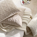 Axyaa Knitted Pillow Cover in Ivory White Red Blue Black Soft Diamond Plaid