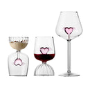 Axyaa Ripple Goblet Glass Cup with Pink Heart Design, 12oz, 350ml