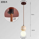 Axyaa Travertine Stone Pendant Lamp with Glass Ball for Bedroom and Dining Room
