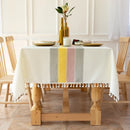 Axyaa Linen Cotton Waterproof Tablecloth for Dining Coffee Table Kitchen Room Decor