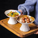Axyaa Ceramic Dessert Plate Set of 2 High Foot Sushi Snack Tableware