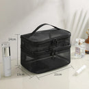 Axyaa Mesh Travel Cosmetic Bag, 2 Layer Toiletry Organizer for Women, Large Capacity Makeup Storage