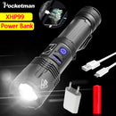 Axya Telescopic Zoom Tactical Flashlight - Rechargeable, Powerful XHP99 LED for Camping & Hiking