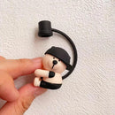 Axyaa Bear Silicone Straw Covers for 7-8mm Cups Cute Cartoon Cap