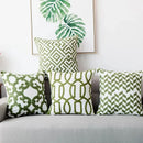 Axyaa Green Geometric Embroidered Cushion Cover 45x45cm