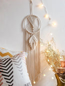 Axyaa Circular Leaf Macrame Dreamcatcher: Boho Home Wall Hanging for Aesthetic Room Decor