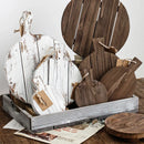 Axya Solid Wood Round Cutting Board - Vintage White Bread Tray