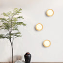 Axyaa Yellow Travertine LED Wall Sconce White Glass Ball Kitchen Bedside Lamp