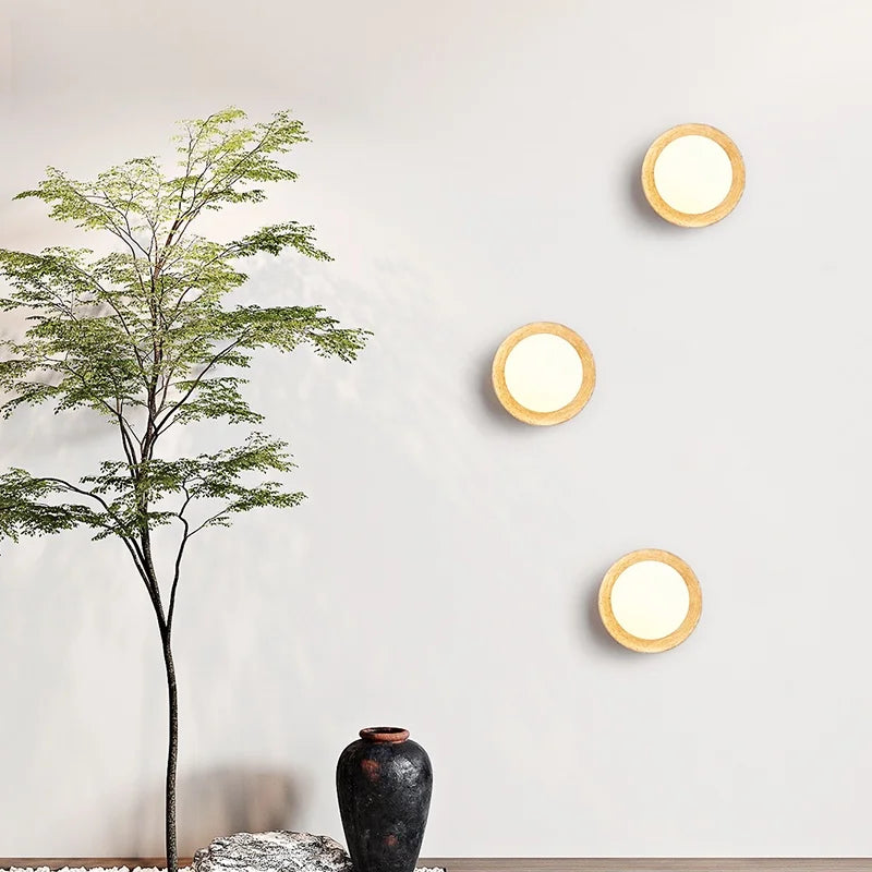 Axyaa Yellow Travertine LED Wall Sconce White Glass Ball Kitchen Bedside Lamp
