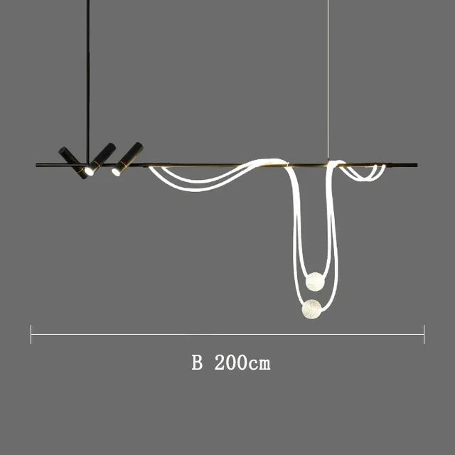 Axyaa Black LED Pendant Chandelier for Kitchen Dining Table - Modern Home Lighting Fixtures
