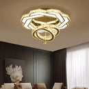 Axyaa Titanium Gold Crystal Chandelier | Modern Minimalist Bedroom Lamp