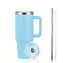 Axyaa 40oz Stainless Vacuum Insulated Coffee Cup with Handle and Straw