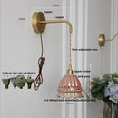 Axyaa Amber Glass LED Wall Sconce Pull Chain Switch Nordic Modern Design