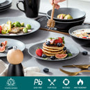 Axya™ Stoneware Crockery Tableware Set - Matte Black & Dark Grey, 48-Piece