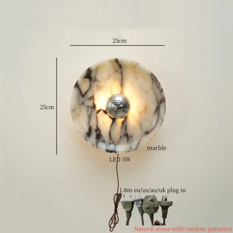 Axyaa Marble LED Wall Lights: Modern Minimalist Bedroom Kitchen Decor