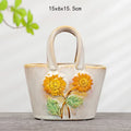 Axyaa Ceramic Embossed Flower Vase Home Decor Arrangement