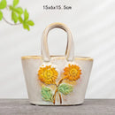 Axyaa Ceramic Embossed Flower Vase Home Decor Arrangement