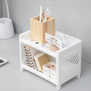 Axyaa Double Layer White Desktop Storage Rack for Desk Organization