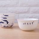 Axyaa Blue White Porcelain Rice Bowl, Microwave Safe Ceramic Tableware