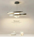 Axyaa Black Ring LED Pendant Lamp for Living Room, Bedroom, Kitchen - Modern Minimalist Chandelier