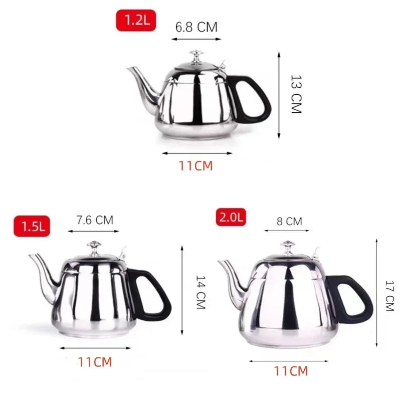 Axyaa Stainless Steel Teapot Pot 1.2L-2L for Hot Water, Coffee, Induction, Home, Camping