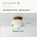 Axyaa Wind Yellow Cave Stone Ceiling Light, Small Retro Round Entrance Light