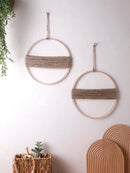 Axyaa Rustic Wooden Wall Hanging Vase with Dried Flowers & Jute Rope Decor