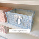 Axyaa Quilted Square Storage Basket: Cute Korean Organizer for Home Decoration