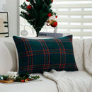 Axyaa Retro Green Plaid Cushion Cover - 45x45cm Christmas Theme